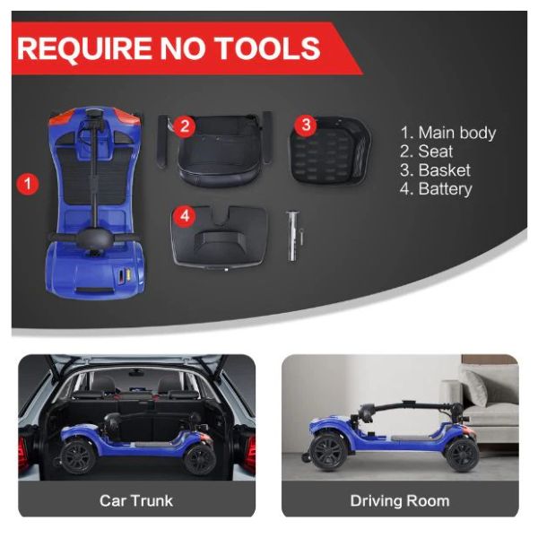 Metro Mobility Elite Portable Mobility Scooter in Disassembled Parts
