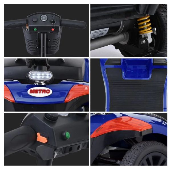 Metro Mobility Elite Portable Mobility Scooter Showing Different Parts