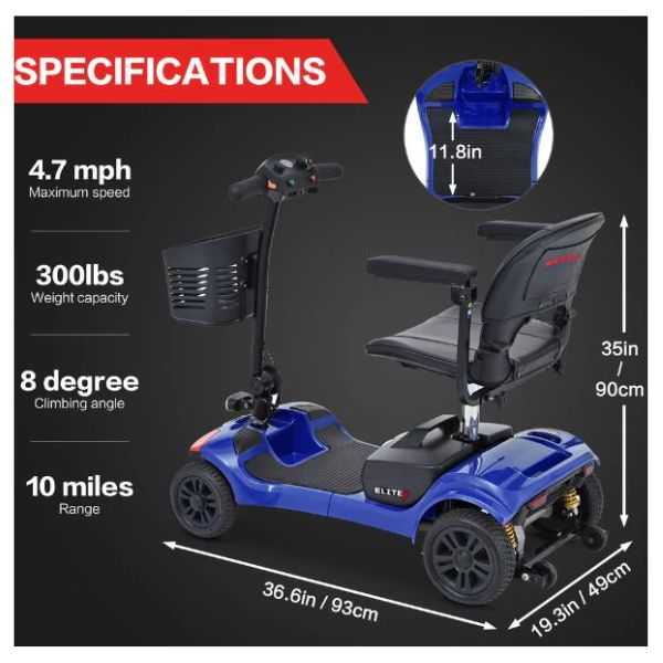 Metro Mobility Elite Portable Mobility Scooter Specifications
