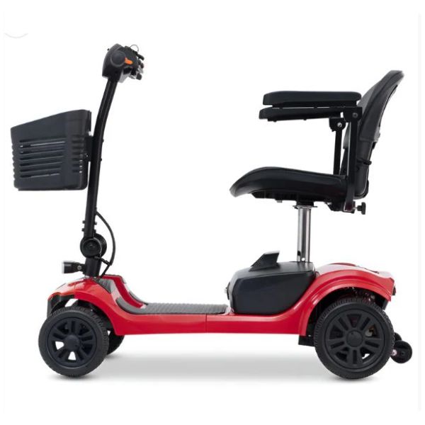 Metro Mobility Elite Portable Mobility Scooter Red in Left Side View
