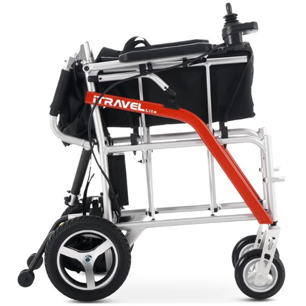 iTravel Lite Compact Power Wheelchair By Metro Mobility Silver Color Side View