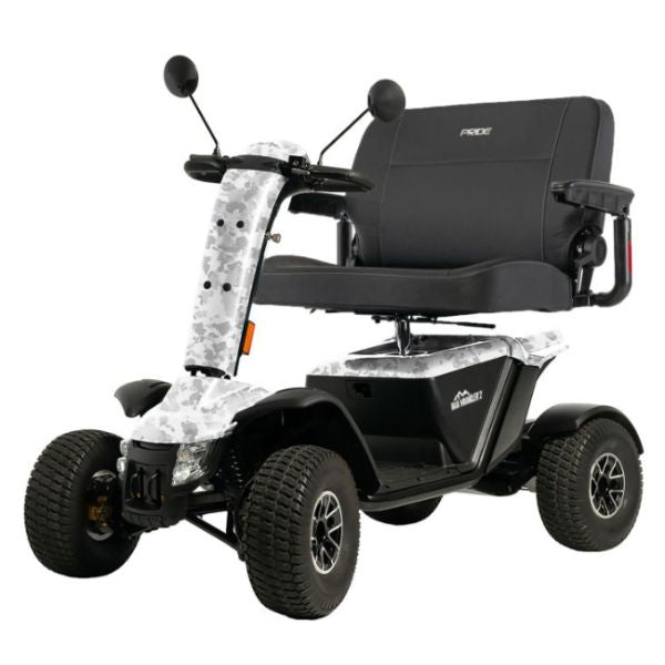 Pride Baja Wrangler 2 Wide Seat All-Terrain Mobility Scooter in White Camo