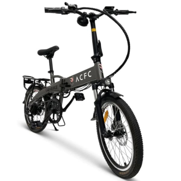 Go Bike Official ACFC Licensed FUTURO Foldable Lightweight Electric Bike Black front right view