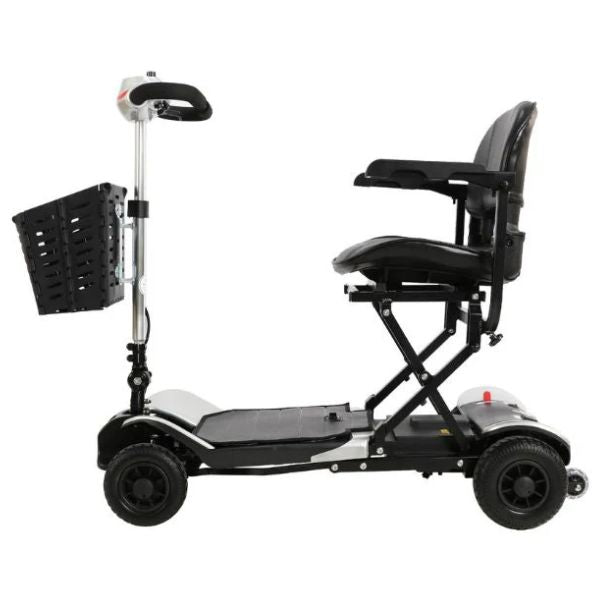 Optimus Automatic Folding Travel Scooter in Silver Left Side View