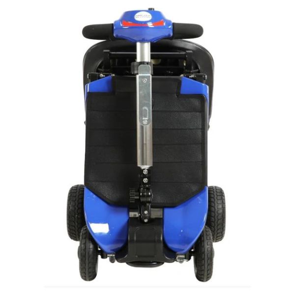 Optimus Automatic Folding Travel Scooter in Blue Folded like a Luggage
