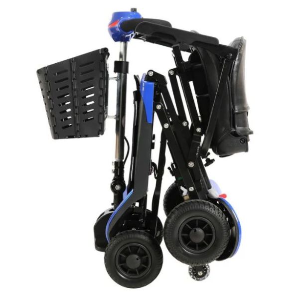 Optimus Automatic Folding Travel Scooter in Blue Folding Position