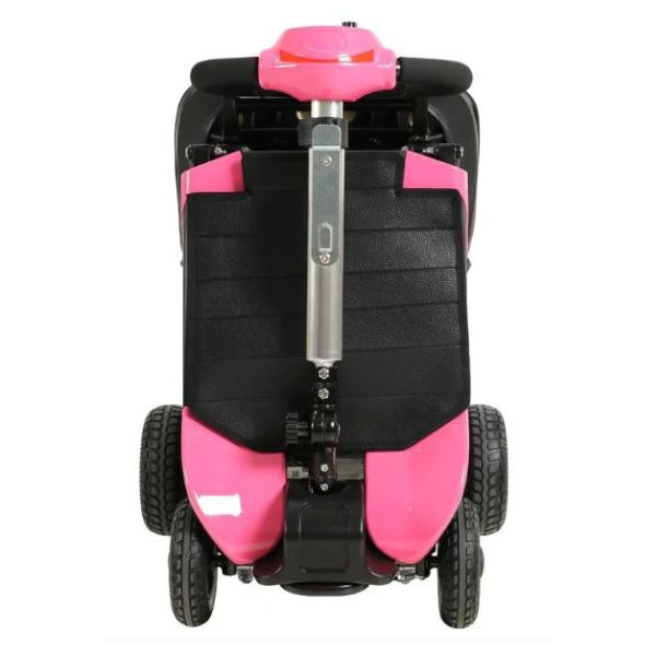 Optimus Automatic Folding Travel Scooter in Pink Folded like a Luggage