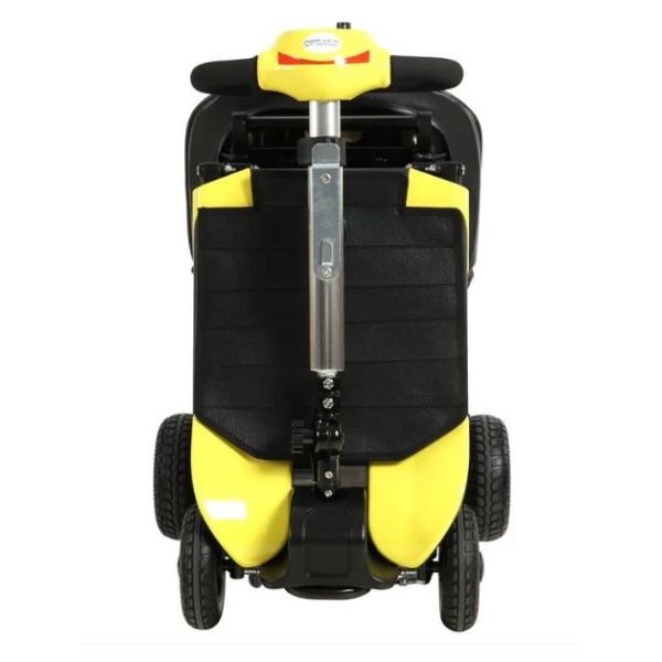 Optimus Automatic Folding Travel Scooter in Yellow Folding Position