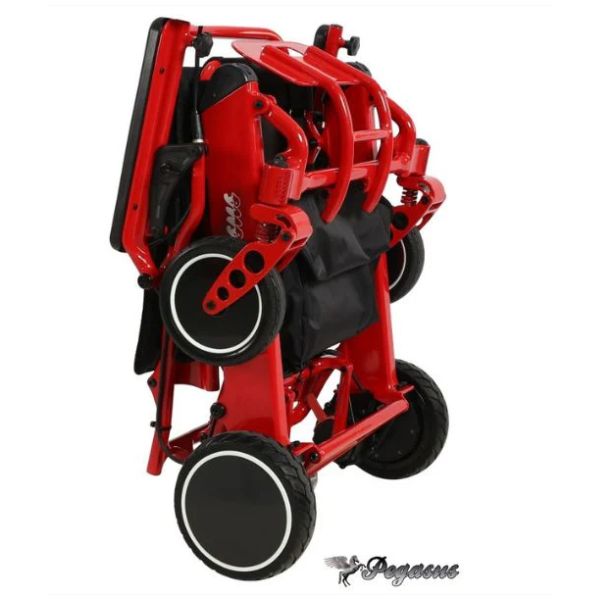 Pegasus Carbon Fiber Wheelchair in Red Folding Position