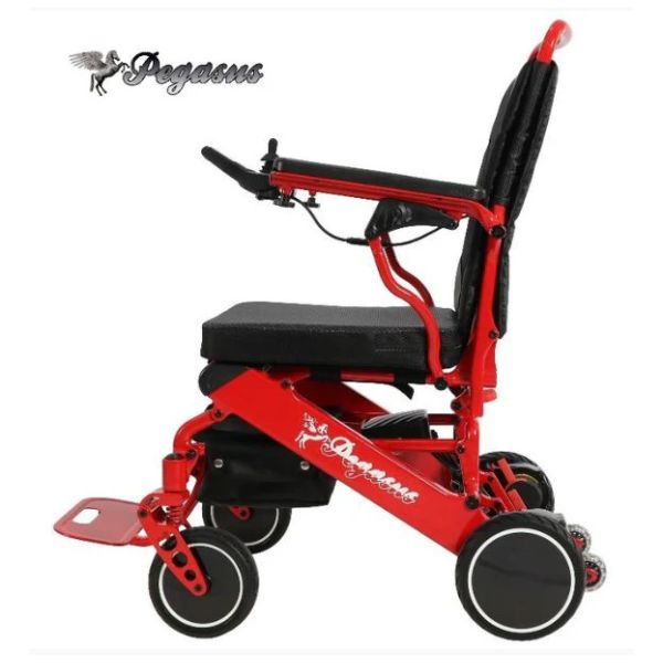 Pegasus Carbon Fiber Wheelchair in Red Left Side View