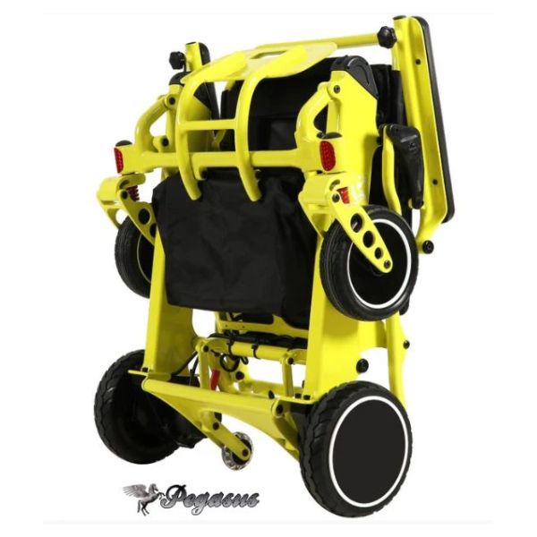 Pegasus Carbon Fiber Wheelchair in Yellow Folding Position