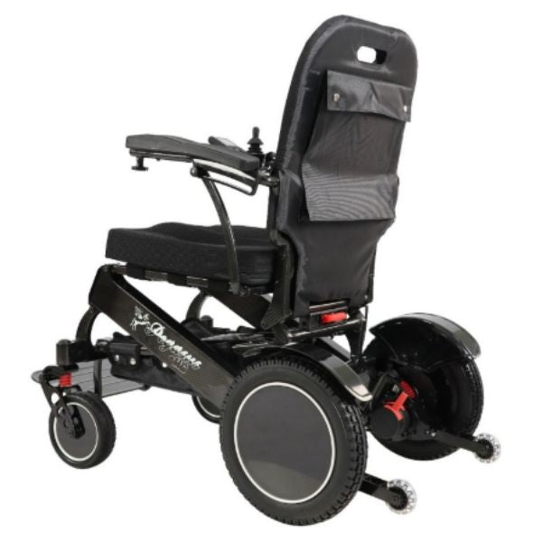Pegasus Plus Heavy Duty Bariatric Folding Power Chair in Black Left Rear View