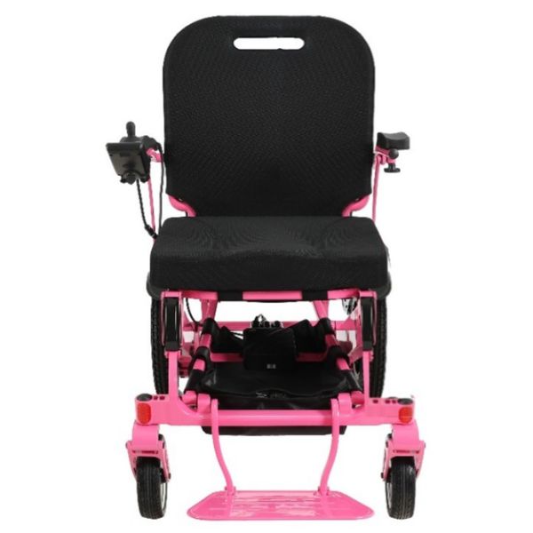 Pegasus Plus Heavy Duty Bariatric Folding Power Chair in Pink Front View