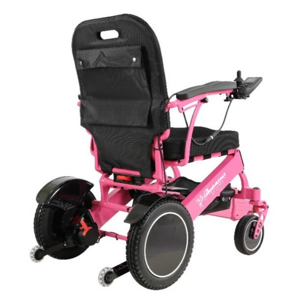 Pegasus Plus Heavy Duty Bariatric Folding Power Chair in Pink Right Rear View