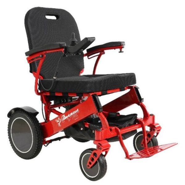 Pegasus Plus Heavy Duty Bariatric Folding Power Chair in Red Angle Right View
