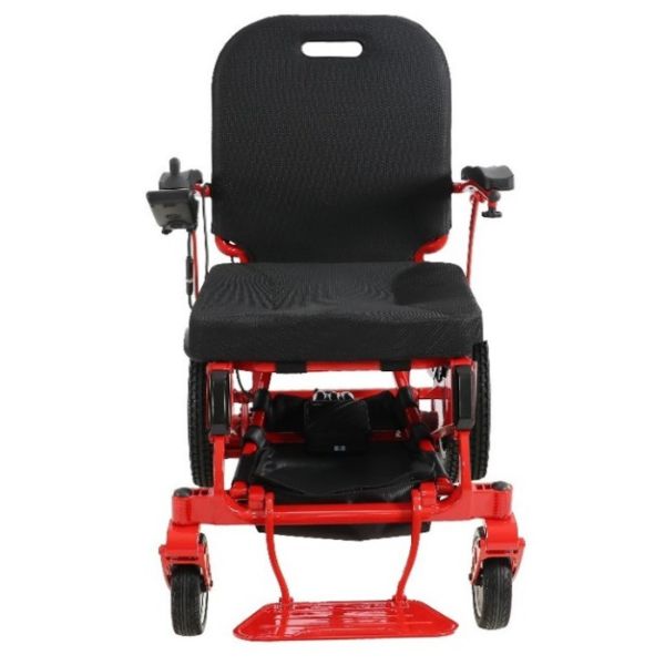 Pegasus Plus Heavy Duty Bariatric Folding Power Chair in Red Front View