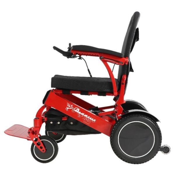 Pegasus Plus Heavy Duty Bariatric Folding Power Chair in Red Left Side View