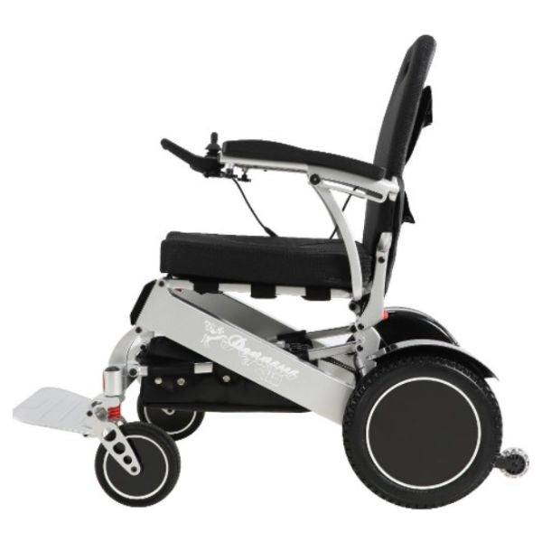 Pegasus Plus Heavy Duty Bariatric Folding Power Chair in Silver Left Side View