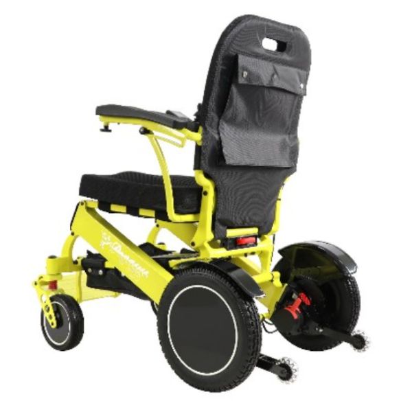 Pegasus Plus Heavy Duty Bariatric Folding Power Chair in Yellow Left Rear View