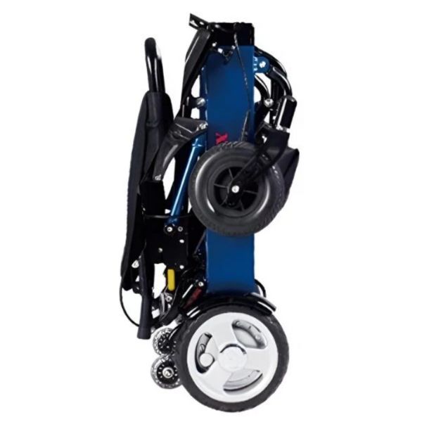 Phoenix Portable Power Wheelchair Blue in Folding Position