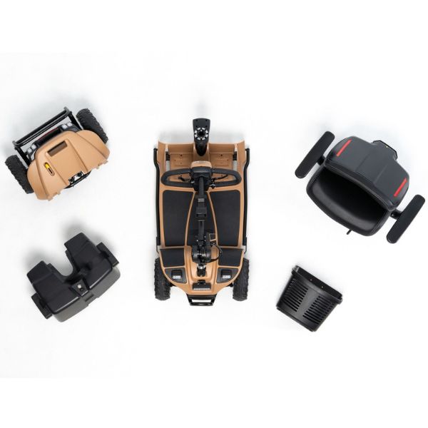 Pride Mobility Baja Bandit Mobility Scooter Tan Color Disassembled View