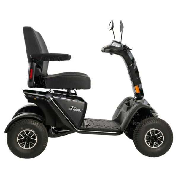 Pride Baja Wrangler 2 Wide Seat All-Terrain Mobility Scooter Right Side View in Midnight Camo