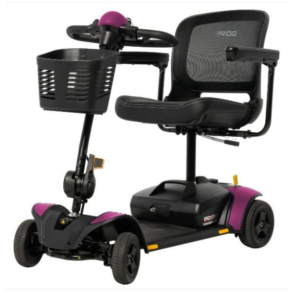 Pride Go-Go Elite Traveller 2 Platinum Mobility Scooter Sugar Plum Left Angle View