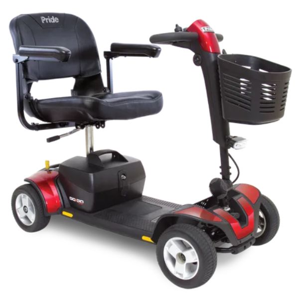ride Go-Go Sport Platinum 4-Wheel Mobility Scooter in Red Right Angle View
