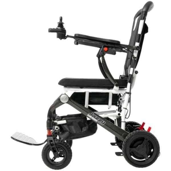 Pride Jazzy Carbon Travel Lite Power Chair white Color  Right Side View