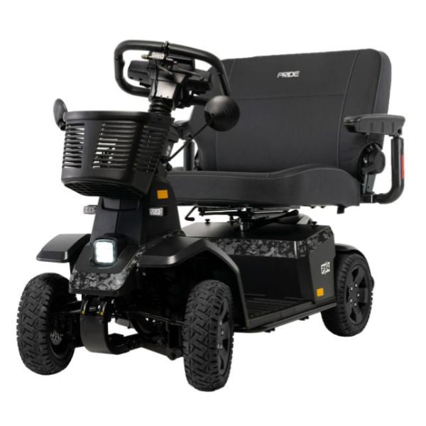 Pride PX4 Wide Seat mobility scooter with a basket on a white background
