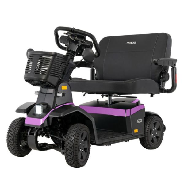 Pride PX4 Wide Seat Purple mobility scooter on a white background