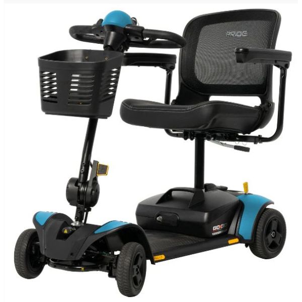 Pride Go-Go Elite Traveller 2 Platinum Mobility Scooter in Blue Angle Left View