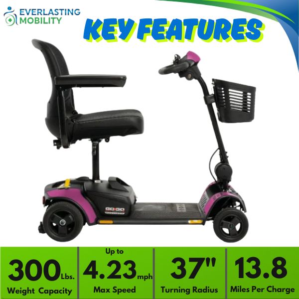 Pride Go-Go Elite Traveller 2 Platinum 4-Wheel Mobility Scooter Key Features