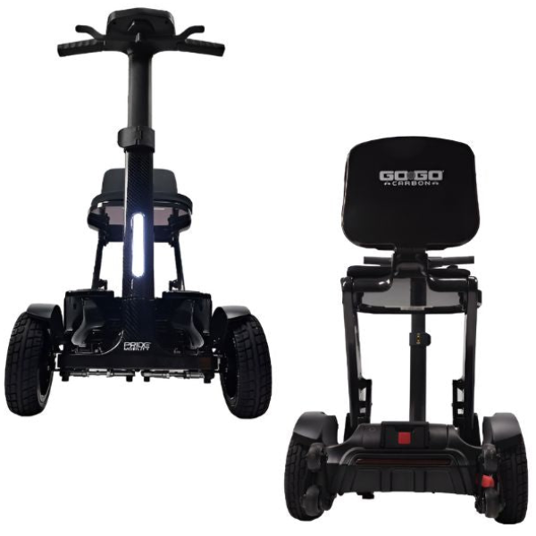 Pride Go-Go Carbon Folding Mobility Scooter Front &amp; Rear View