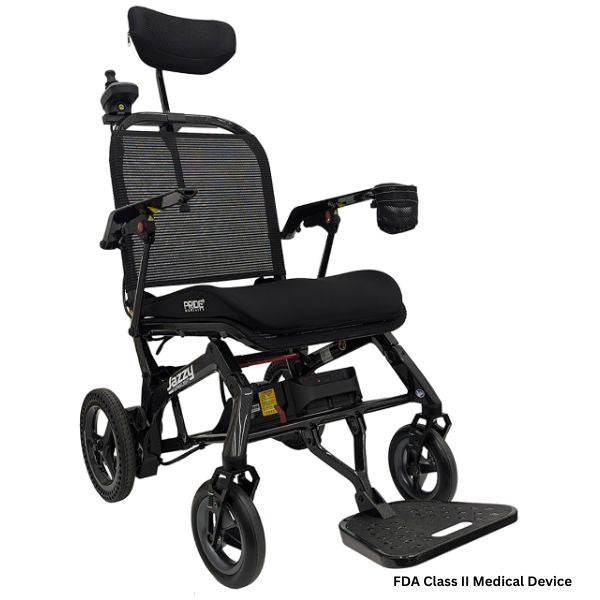 Pride Jazzy Ultra Light Folding Power Wheelchair with Headrest Kit