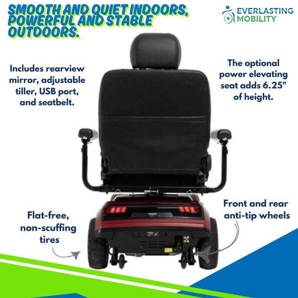 Pride Maxima Heavy Duty 3 Wheel Mobility Scooter Rear View