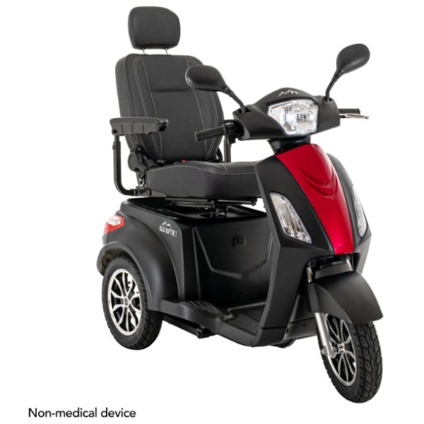 Pride Mobility 3-Wheel Scooter Baja Raptor 2 Black with Red Color Shroud