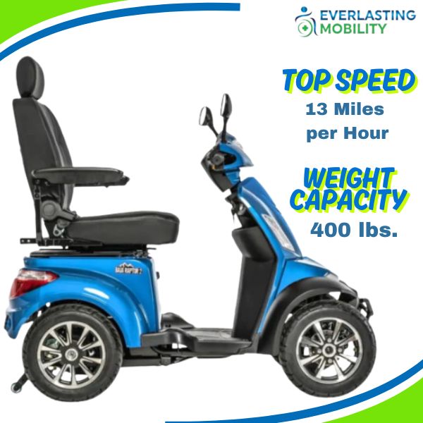 Pride Baja Raptor 2 4-Wheel Mobility Scooter Top Speed and Weight Capapciy
