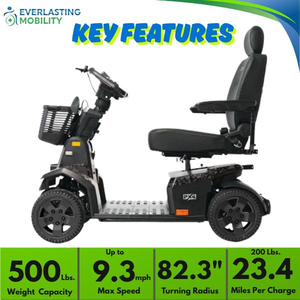 Pride Mobility 4-Wheel Scooter PX4 Mobility Scooter Key Features