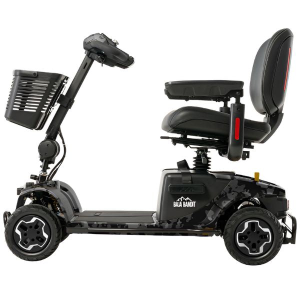 Pride Mobility Baja Bandit Mobility Scooter Black Camo Left Side View