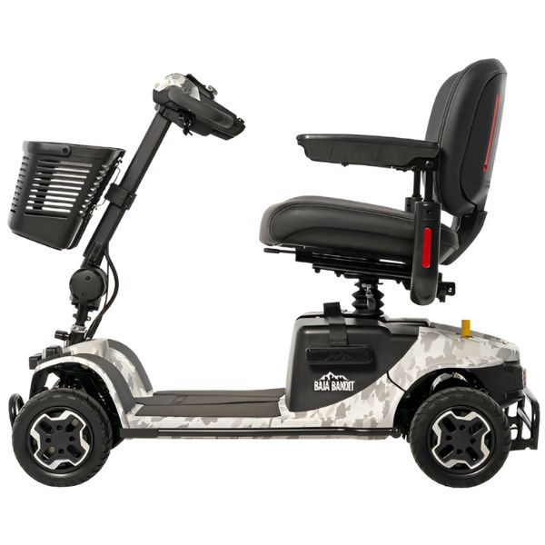 Pride Mobility Baja Bandit Mobility Scooter White Camo Left Side View3