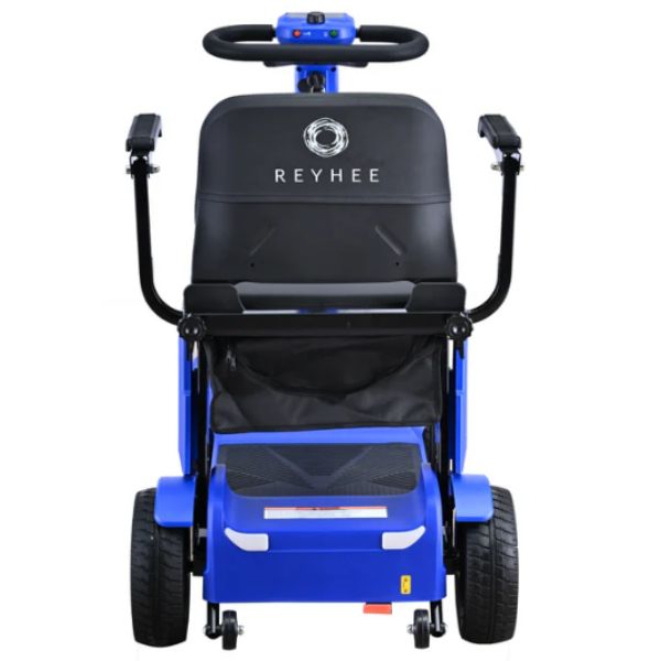 Reyhee Flex 4-Wheel Compact Travel Mobility Scooter Blue Color  Back View