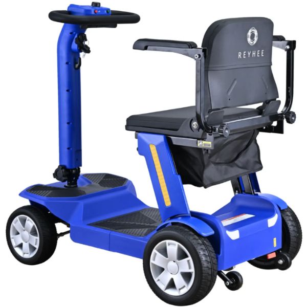 Reyhee Flex 4-Wheel Compact Travel Mobility Scooter Blue Color  Right Upside View