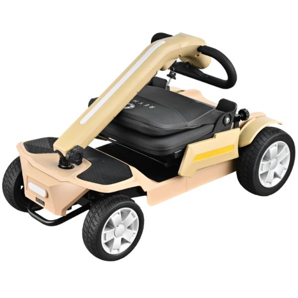 Reyhee Flex 4-Wheel Compact Travel Mobility Scooter Tan Color Folded View