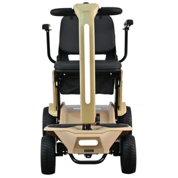 Reyhee Flex 4-Wheel Compact Travel Mobility Scooter Tan Color Front View