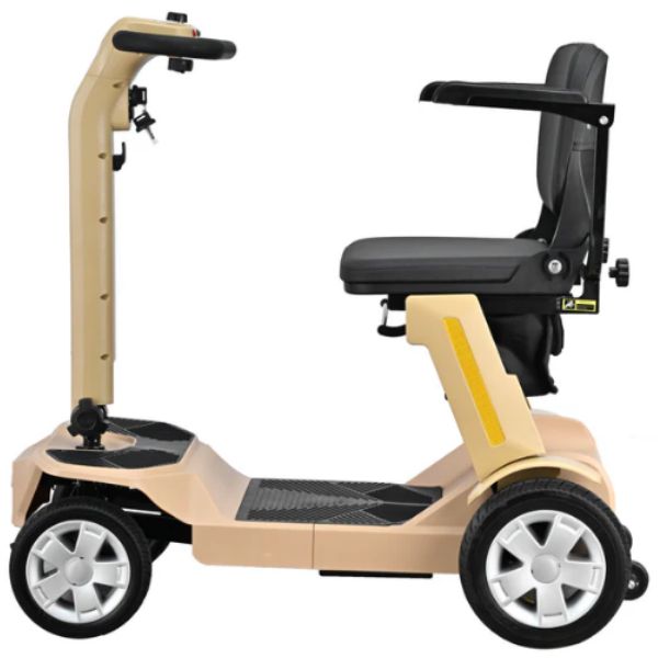 Reyhee Flex 4-Wheel Compact Travel Mobility Scooter Tan Color Right Side View