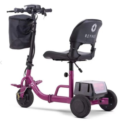 Reyhee Triad Compact Folding Electric Mobility Scooter Purple Left Angle View
