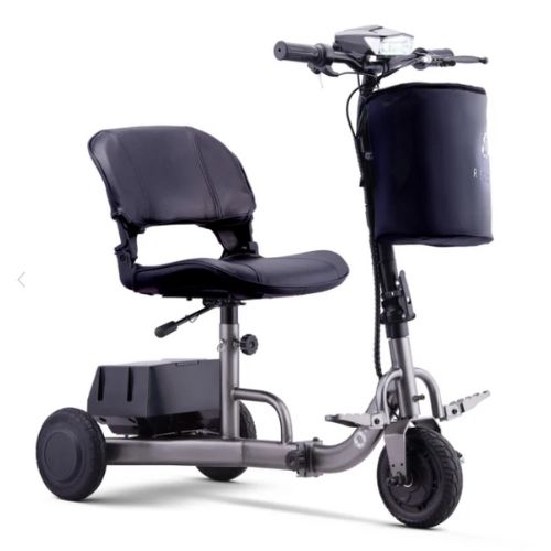 Reyhee Triad Compact Folding Electric Mobility Scooter Gun Metal Right Angle View