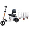 SuperHandy Electric Tugger Tow Tractor Car And Riding Scooter
with a seat and trailer on a white background