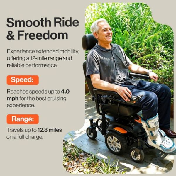 SuperHandy GoRide CRX Mid-Wheel Drive Power Wheelchair Speed and Range